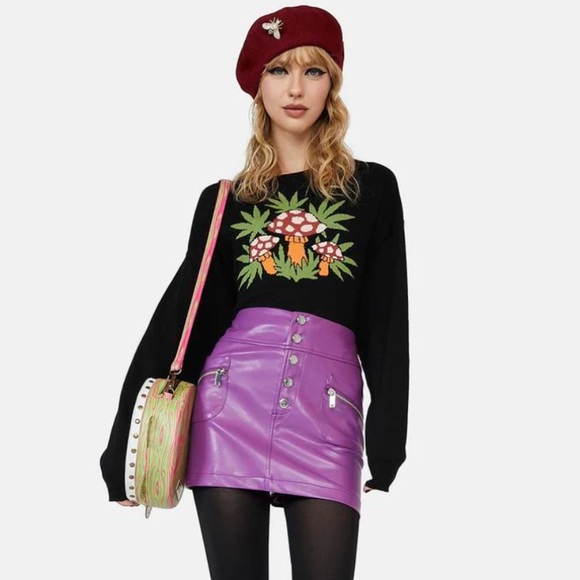 Mushroom knitted sweater cardigan throw over shroom y2k retro current mood 70s - Picture 2 of 5